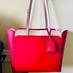 Large Kate Spade Light Pink and Red Purse NEVER USED
